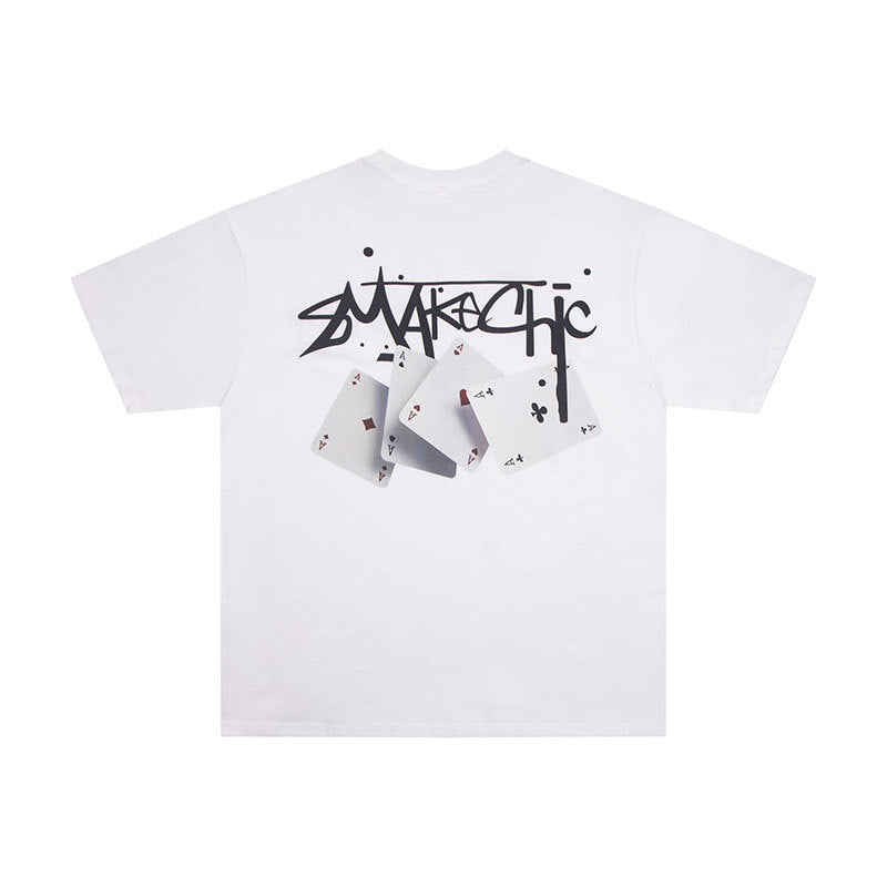 Marcas De Streetwear Poker Print Short Sleeve T-Shirt