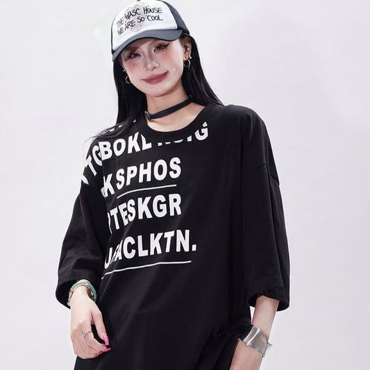 Vintage Tišö Rt Letter Print Short Sleeve T-Shirt Summer Loose Top
