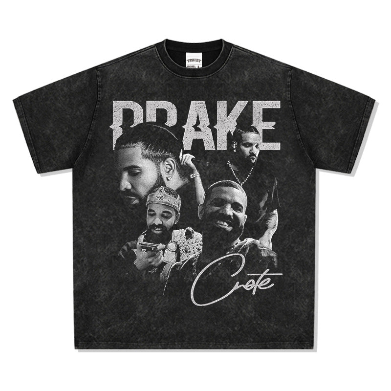 Cool t rapper Drake print hip hop crew neck hiphop short sleeve vintage t-shirt