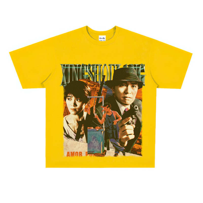 Film Star T Shirt Short Sleeve Loose Retro American Design T-shirt