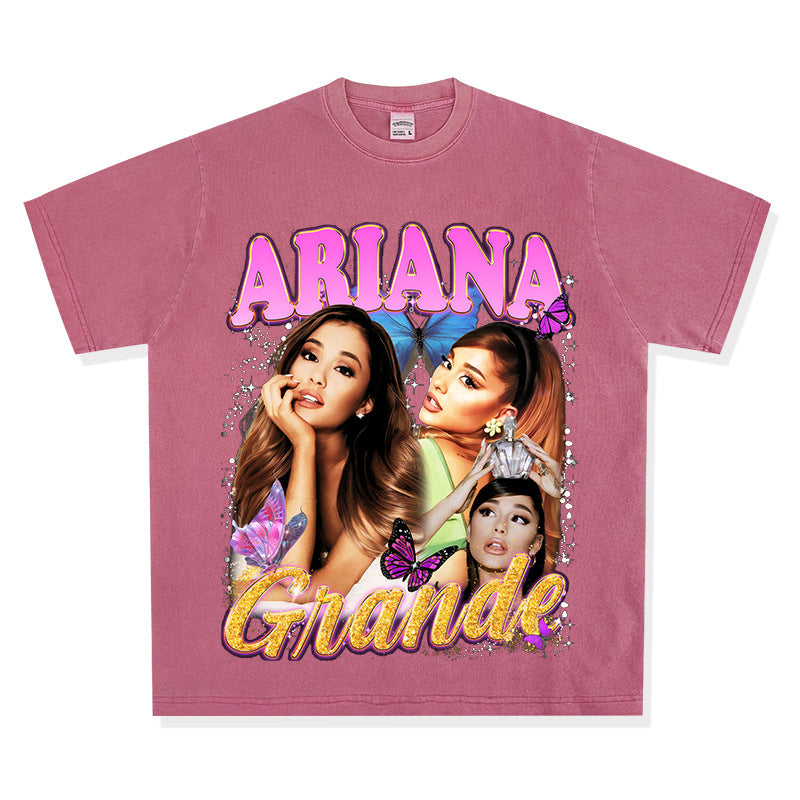 Streetwear masculino Ariana Grande print T-shirt
