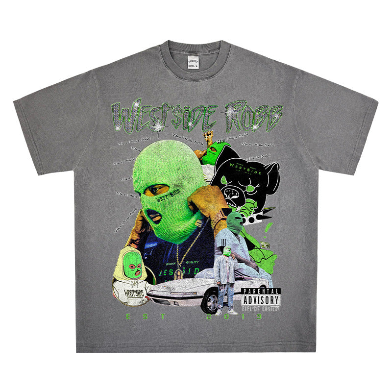 Cool t rapper hip hop robb print vintage hiphop short sleeve t-shirt