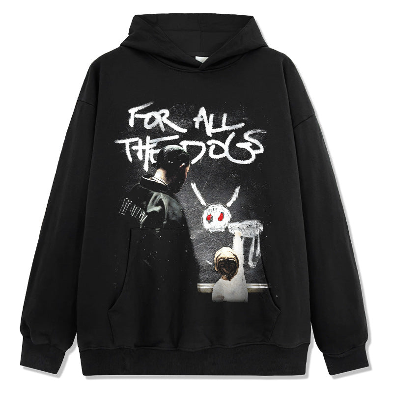 Marcas streetwear usa vintage drake print hooded sweater
