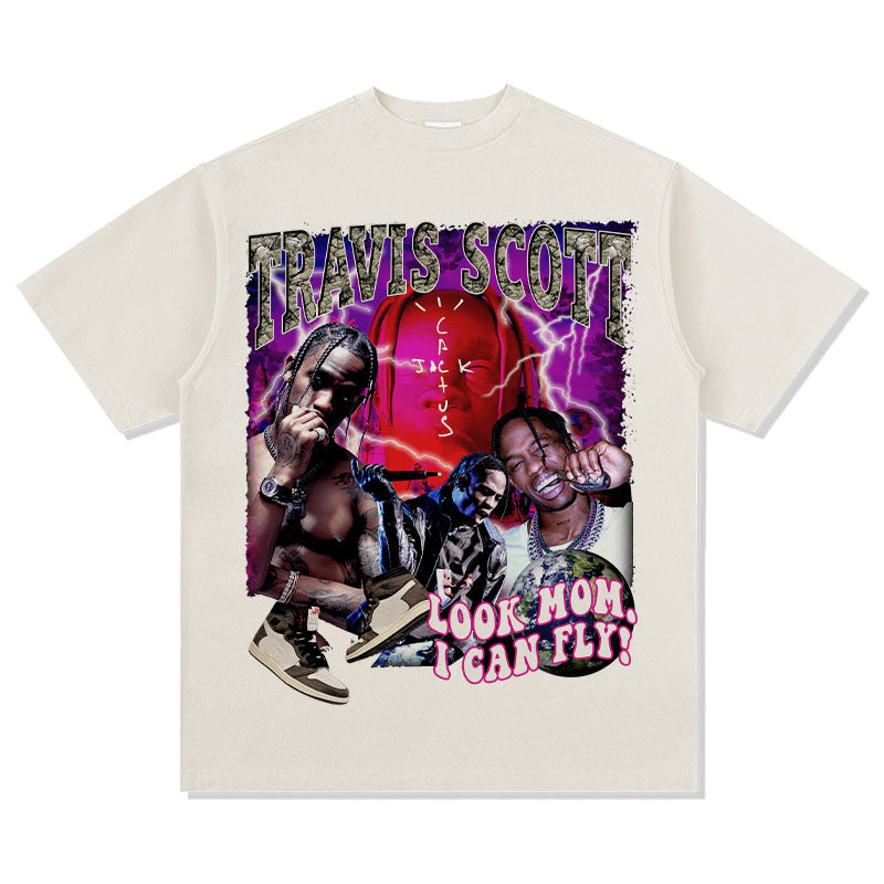Cool t rapper vintage TS hip hop Travis Scott print short sleeve t-shirt Vintage