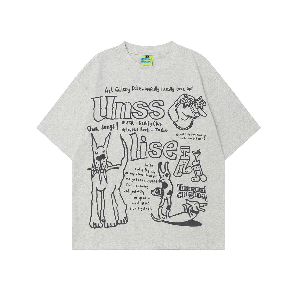 90s West Coast Hip Hop Fashion T Shirts Fun Graffiti Foam Puppy Short Sleeve T-Shirt