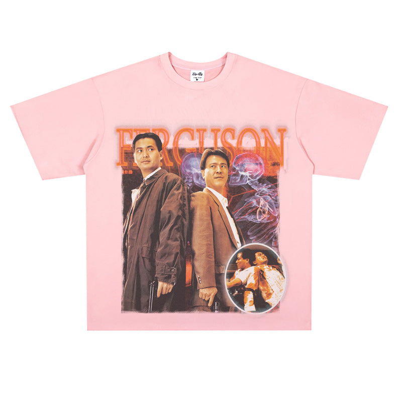 Film Star T Shirt Movie the Killer Derivative Short Sleeves Retro American Street T-shirt Men and Women