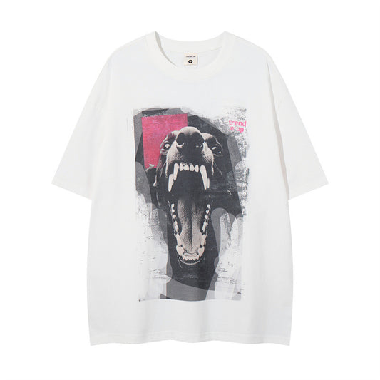 US drip outfits Summer Vintage Dog Casual Loose Short Sleeve T-Shirts