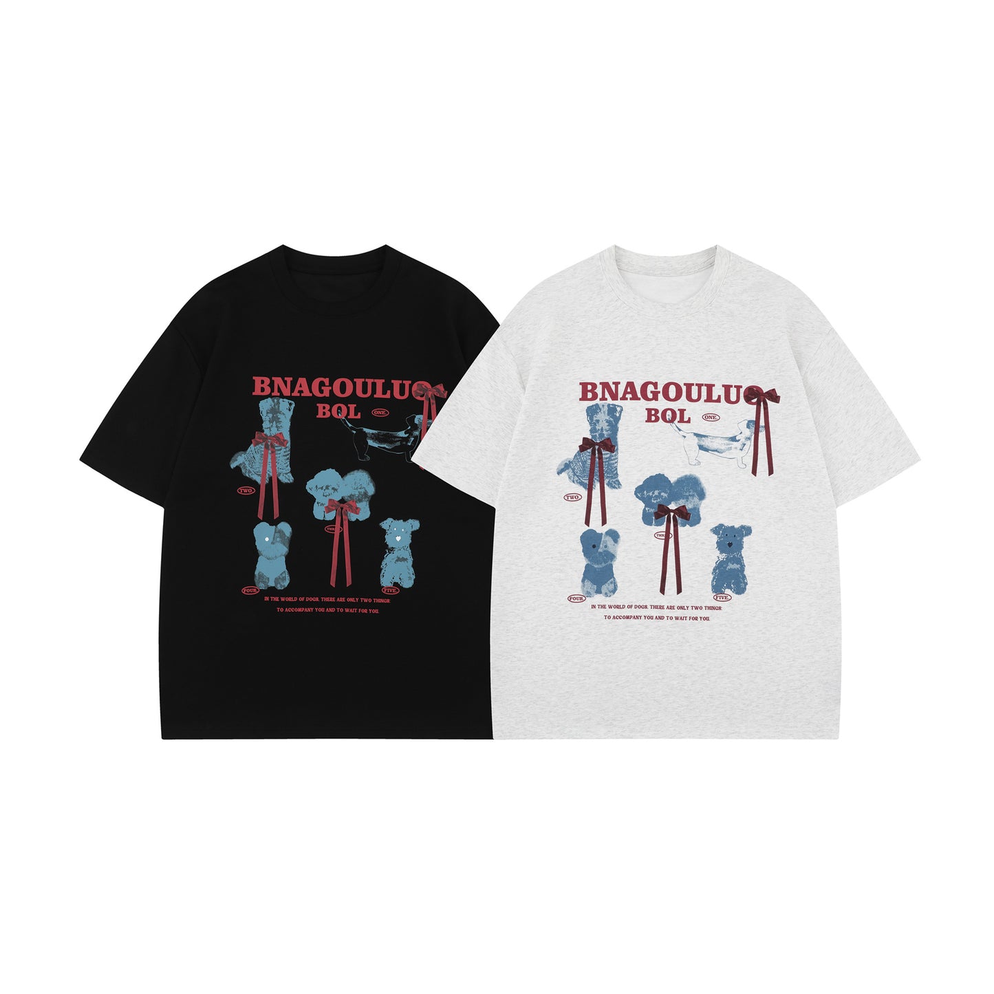 Unisex T-shirts Summer Cartoon Dog Men's Loose Short Sleeve T-Shirt