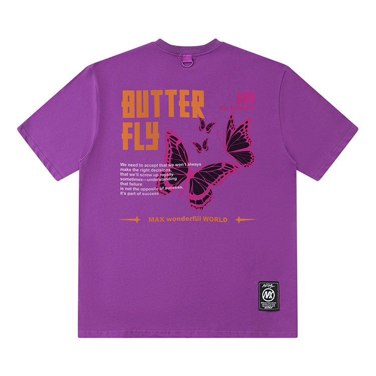 Black culture t shirt vintage butterfly OLDSCHOOL loose short sleeve t