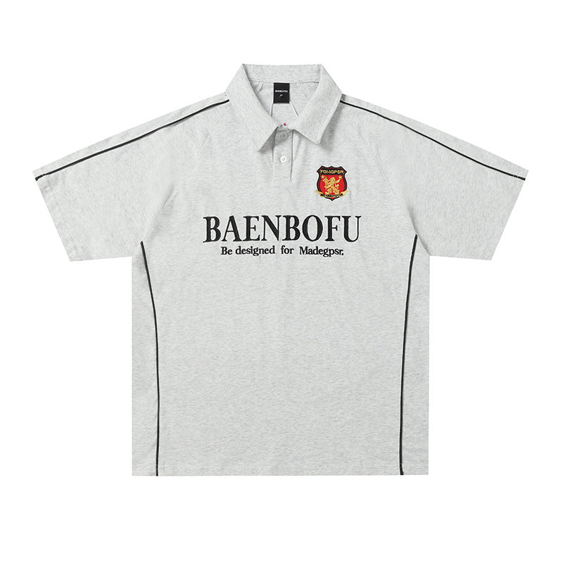 Hip Hop Clothing Summer T-Shirt Short Sleeve Sweatshirt Embroidered Lapel Polo Shirt