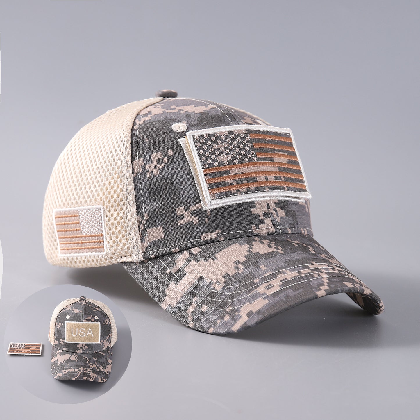 Vintage Usa Cap Camo Breathable Velcro
