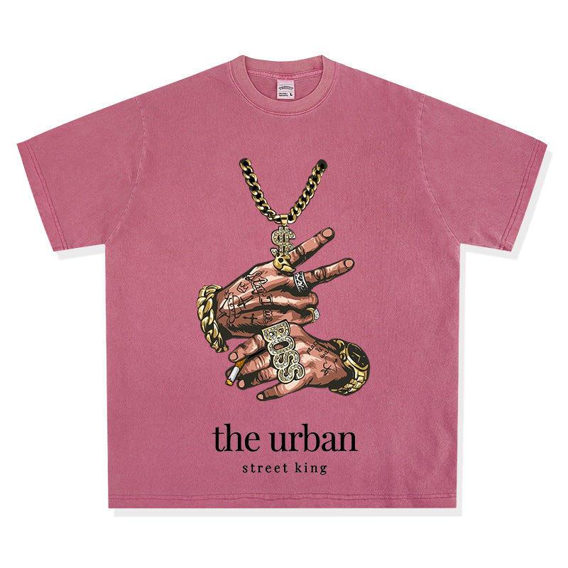 Streetwear masculino summer vintage short sleeve hip hop print t-shirt