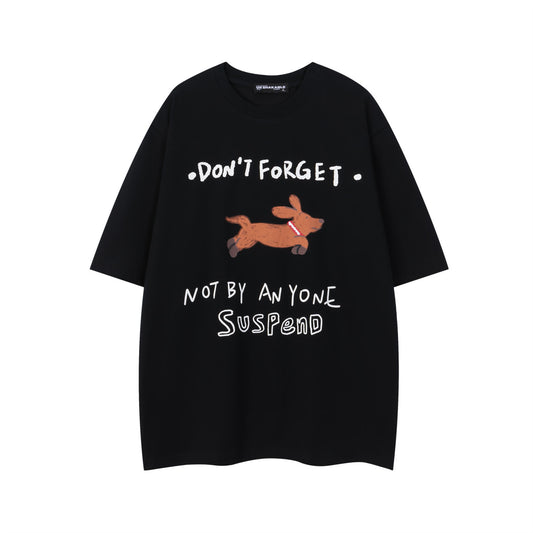 Vintage tarz t shirt puppy letter print short sleeve t-shirt summer oversize casual top