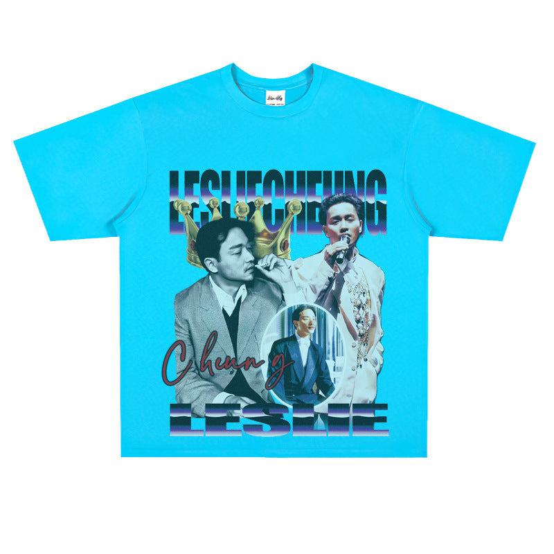 Film Star T Shirt Loose Heavy Retro Street Cotton American T-shirt Men and Women