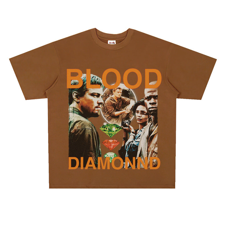 Film Star T Shirt Loose Heavy American Retro Street Cotton T-shirt Men and Women
