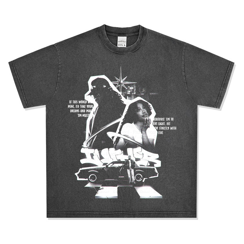 New york hip hop shop vintage hip hop SZA & KENDRICK print short sleeve t-shirt
