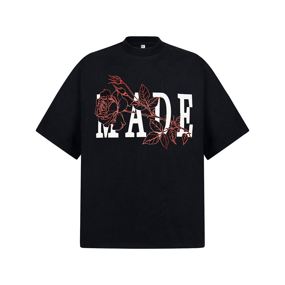 Nostalgia T Shirts Vintage Floral Letter Short Sleeve T-Shirt