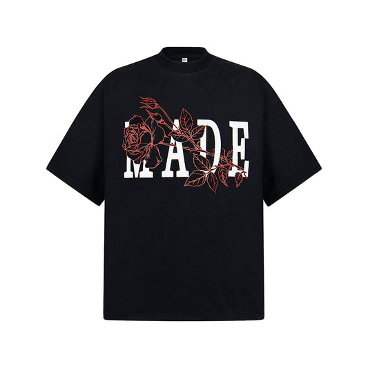 Nostalgia T Shirts Vintage Floral Letter Short Sleeve T-Shirt