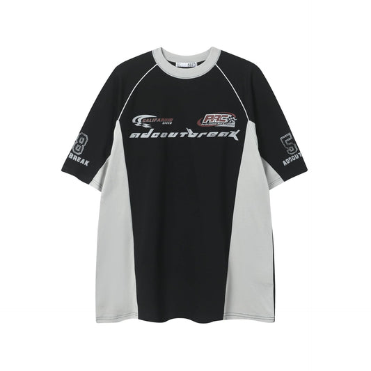 Hip Hop Clothing Summer Short Sleeve Loose Locomotive Racing Suit Sports T-Shirt Loose