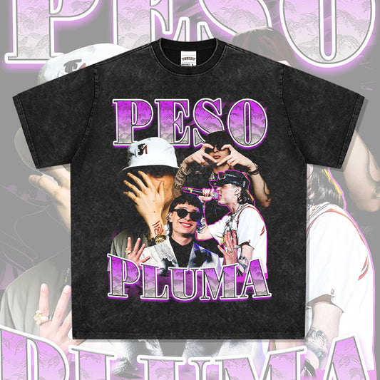 Marcas streetwear usa hip hop Peso Pluma print short sleeve t-shirt