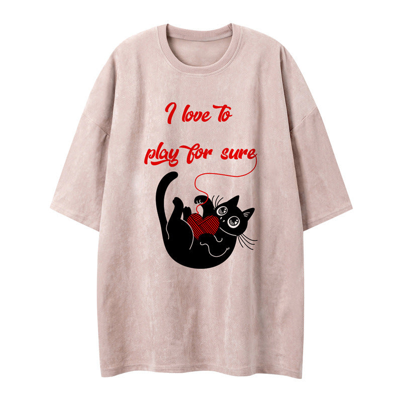 US drip outfits Summer Vintage Casual Loose Short Sleeve T-Shirts