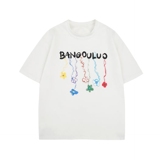 Hip hop clothing new york summer short sleeve graffiti flower t-shirt