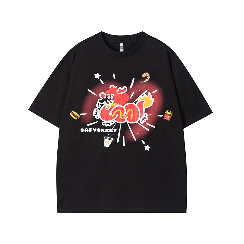 Vintage Tišö Rt Cartoon Graffiti Short Sleeve T-Shirt