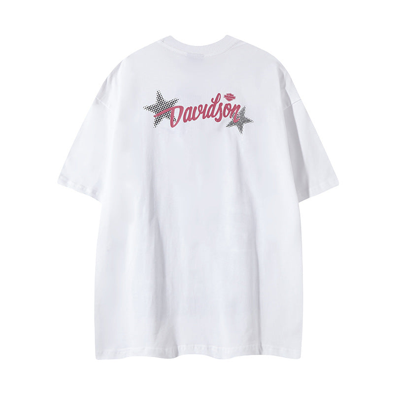 Nyc T Shirt Retro Cat Printed Short Sleeve T-Shirt Summer Loose Casual Top