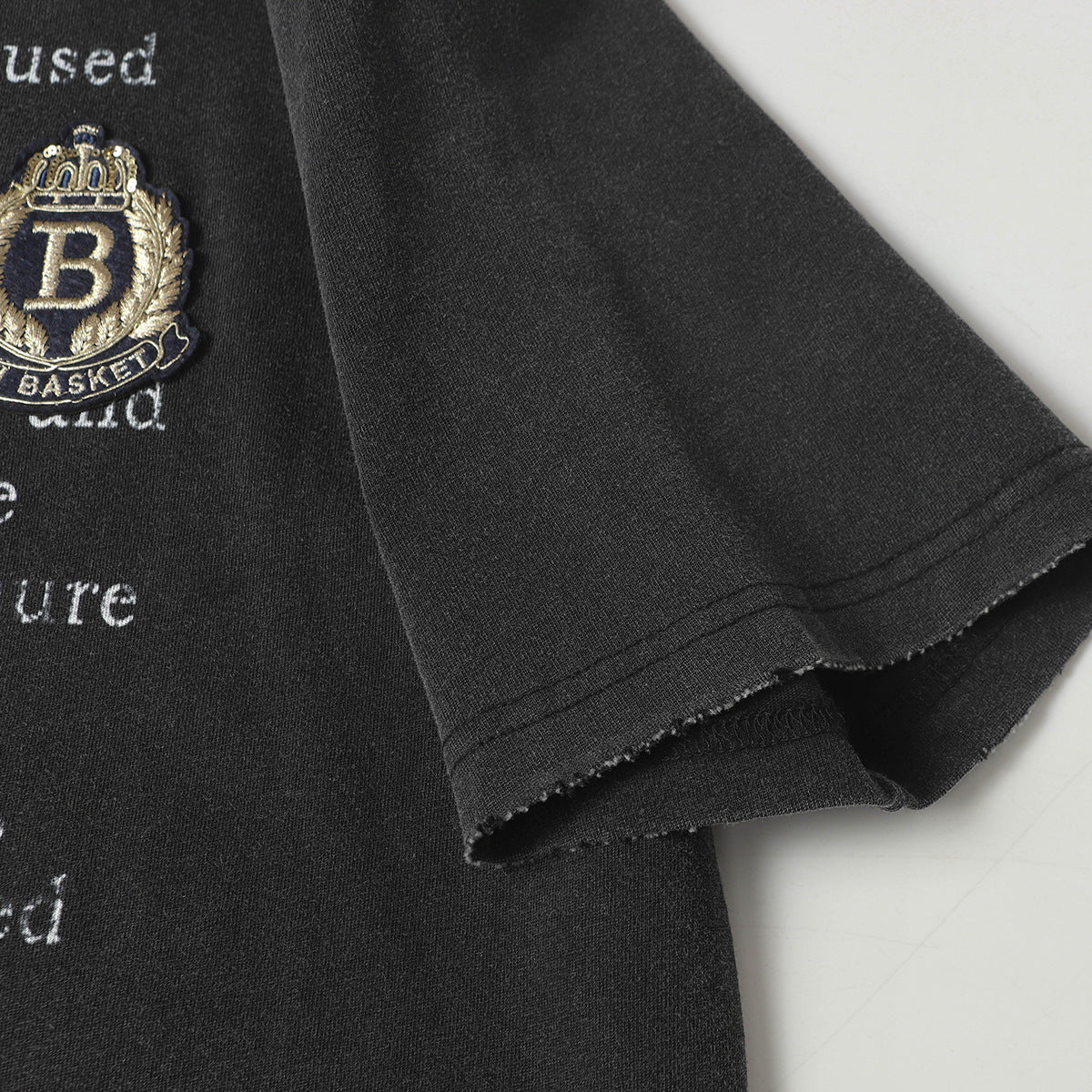 Hustle vintage summer embroidery wash t-shirt short sleeves
