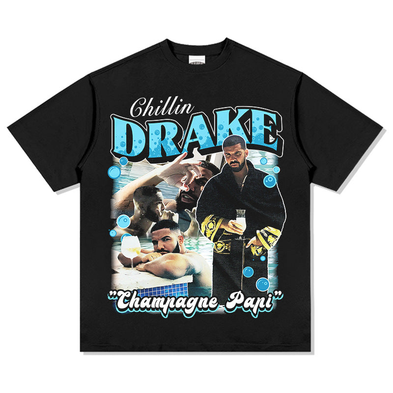 Cool t rapper vintage hip hop drake Drake print short sleeve t-shirt