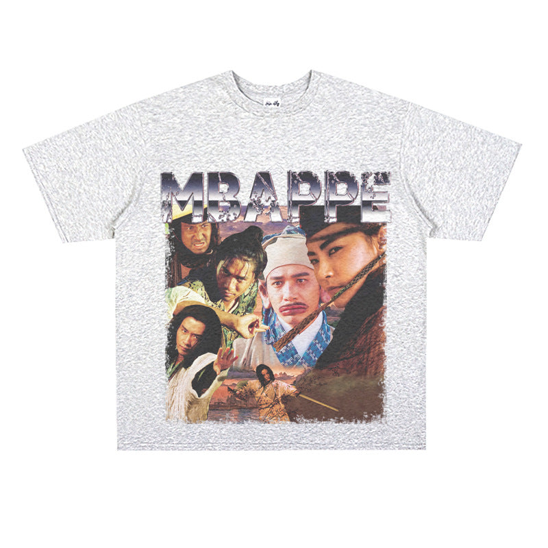 Film Star T Shirt Cotton Short Sleeve Loose round Neck Retro Minority Design T-shirt