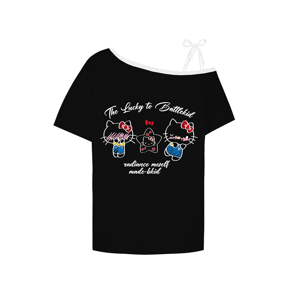 T shirt vintage usa vintage hello kitty short sleeve t-shirt summer loose casual top