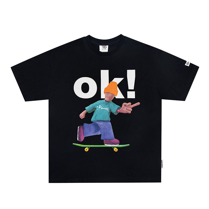 Hip Hop Clothes New York Cartoon Print Short Sleeve T-Shirt Summer Top
