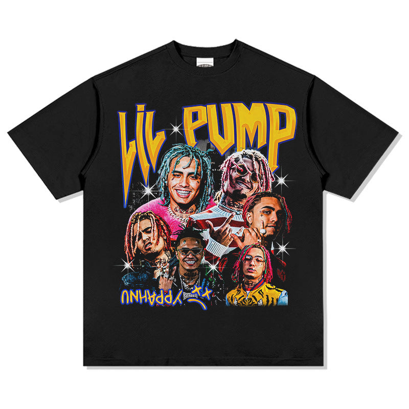 Outfit streetwear vintage hip hop Lil Pump print short sleeve t-shirt
