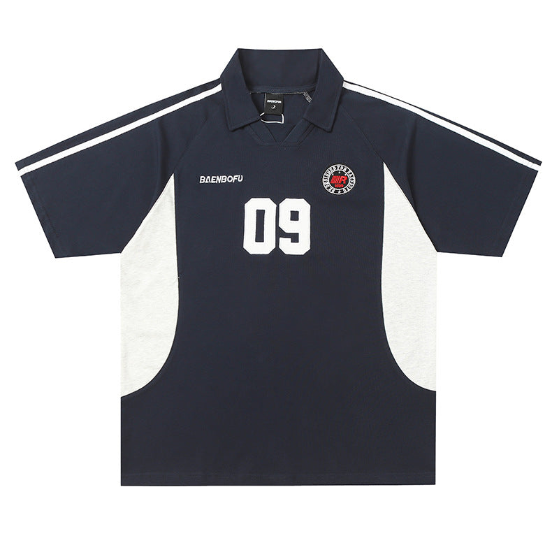 Hustle vintage summer short-sleeved t-shirt lapel polo shirt
