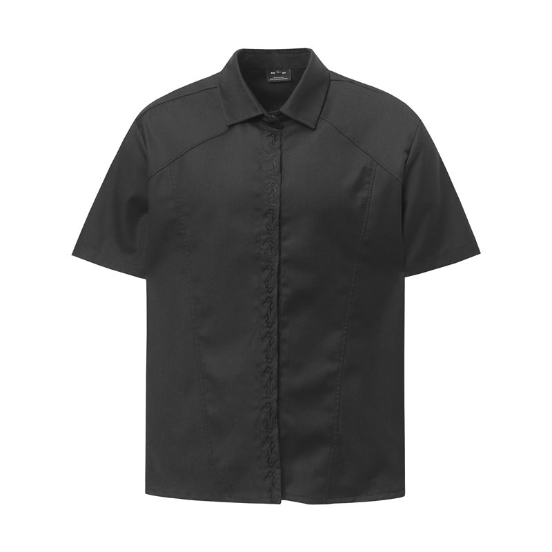 Hip Hop Shirts For Boys Lapel Embroidered Loose Short Sleeve Casual Shirt
