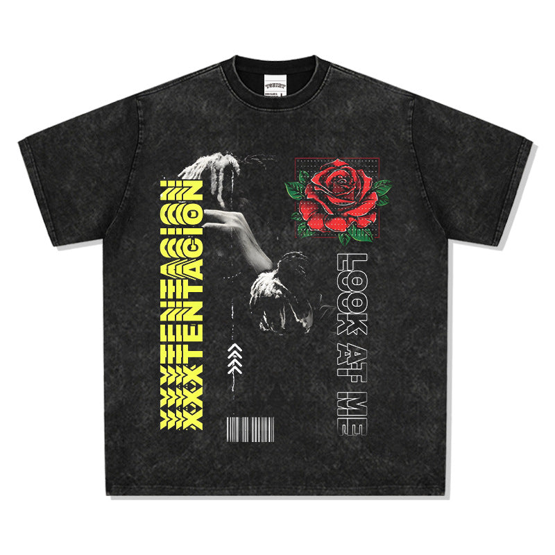 Cool t rapper xxx tentacion print short sleeve t-shirt vintage loose top