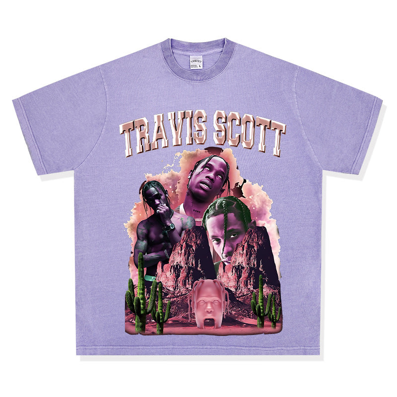 Cool t rapper travis scott print short sleeve t-shirt