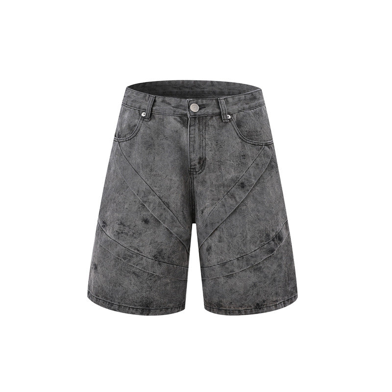 Stone Wash T shirt tie-dye gradual change washed old denim short sleeves