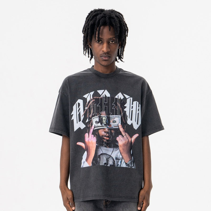 Vic Streetwear Summer Vintage Crew Neck Short Sleeve T-Shirt