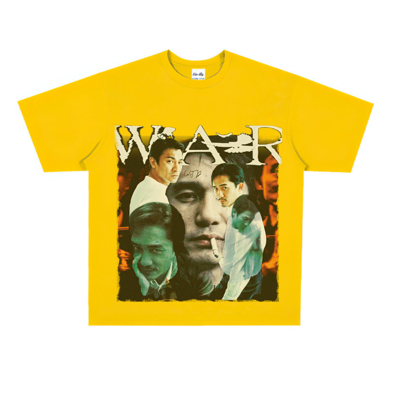 Film Star T Shirt Movie Andy Lau Short Sleeve Loose Retro American Street T-shirt