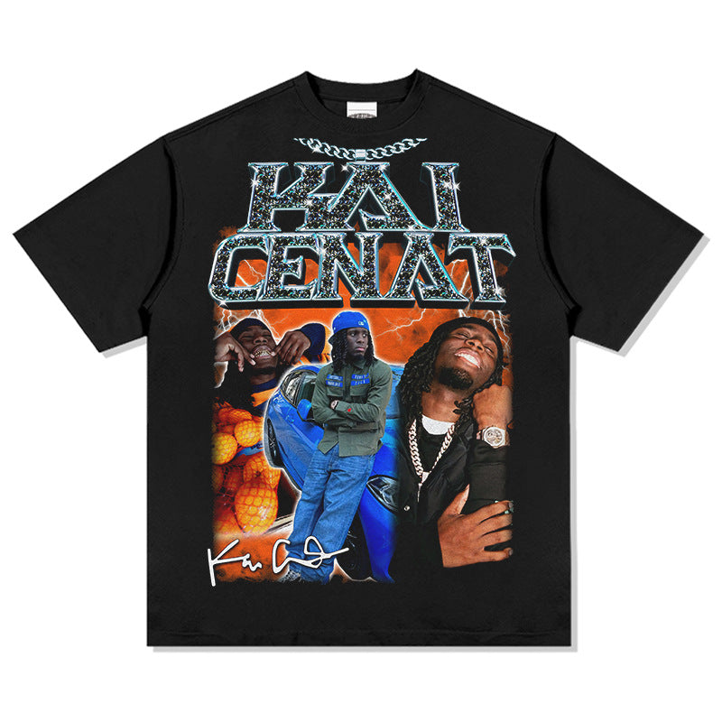 Marcas streetwear usa vintage hip hop KaiCenat print short-sleeved t-shirt