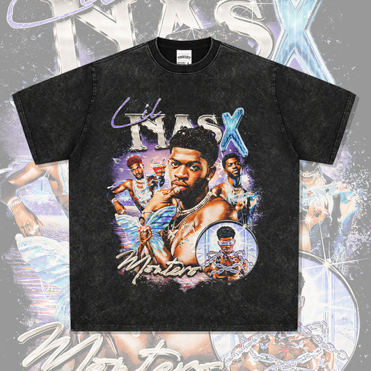 Marcas streetwear usa vintage hip hop kid Lil Nas X print short sleeve t-shirt