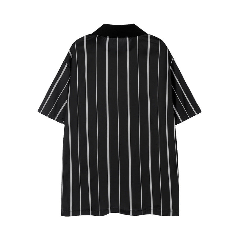 US drip outfits summer vintage lapel casual loose short sleeve T-Shirts