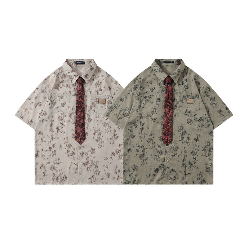 Y2K mens shirt vintage loose shirt