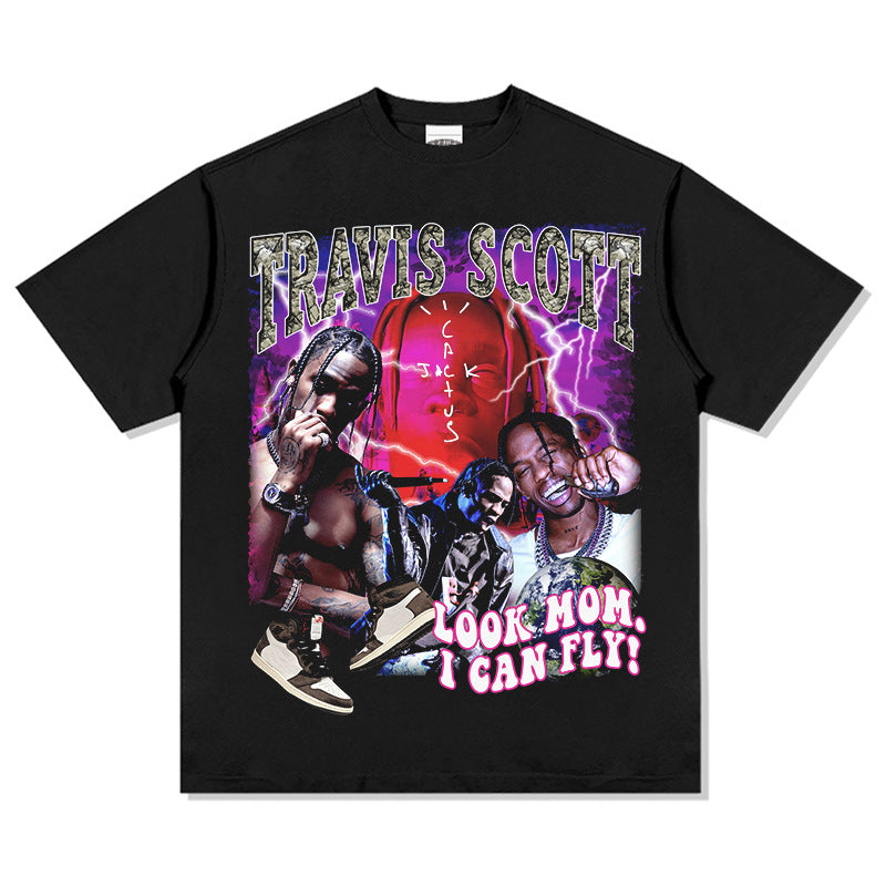 Cool t rapper vintage TS hip hop Travis Scott print short sleeve t-shirt Vintage
