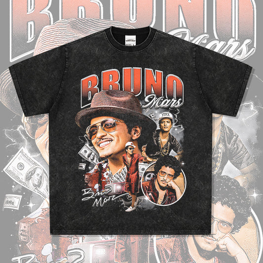 New york hip hop shop vintage singer bruno mars short sleeve t-shirt water