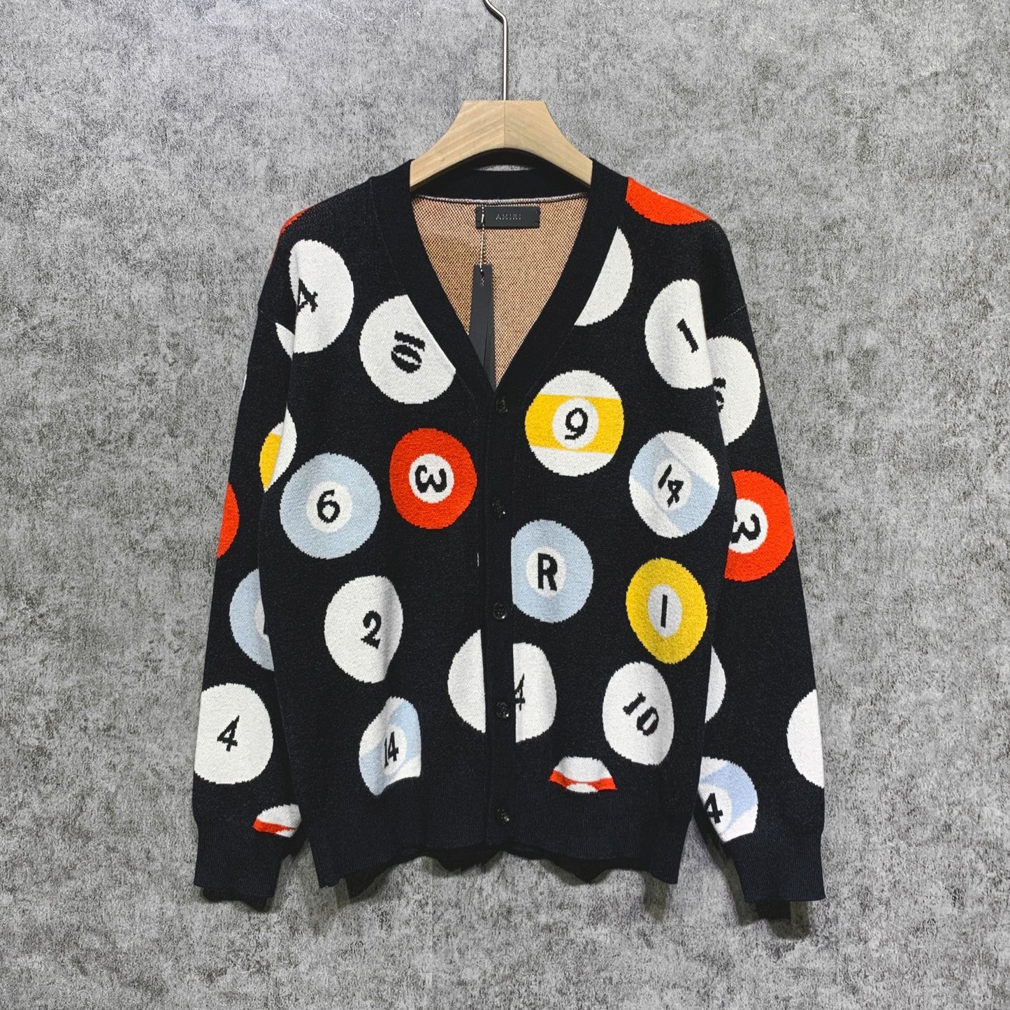 Amiri Sweatshirt Table Tennis Jacquard Wool Cardigan Sweater