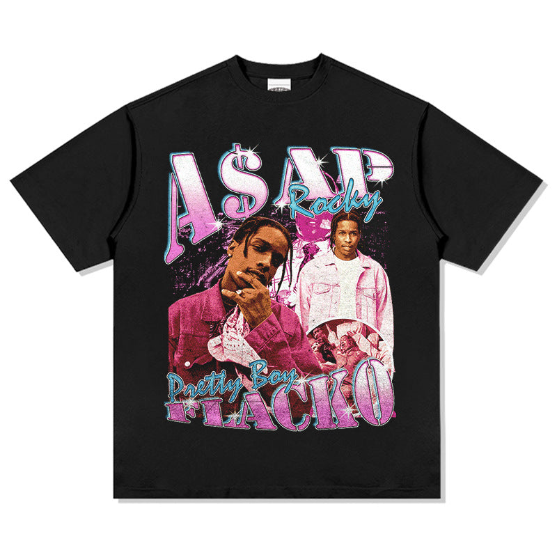 Streetwear masculino ASAP A $AP ROCKY hip hop t-shirt short sleeve