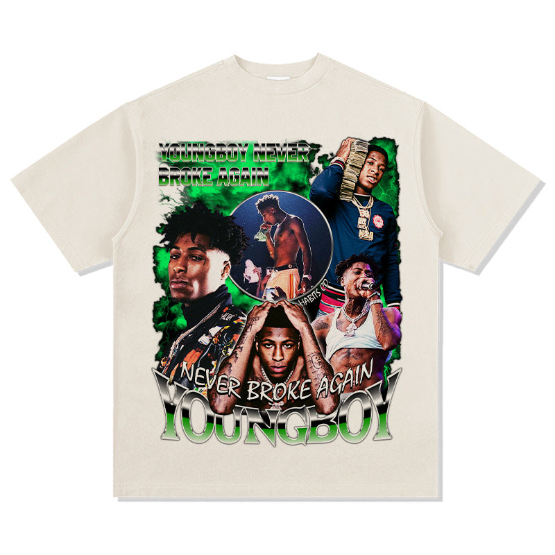 Streetwear Masculino Retro Hip Hop Young Boy Print Short Sleeve T-Shirt